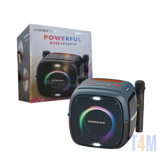 Coluna Bluetooth Hopestar Partyone com Dois Microphones Azul